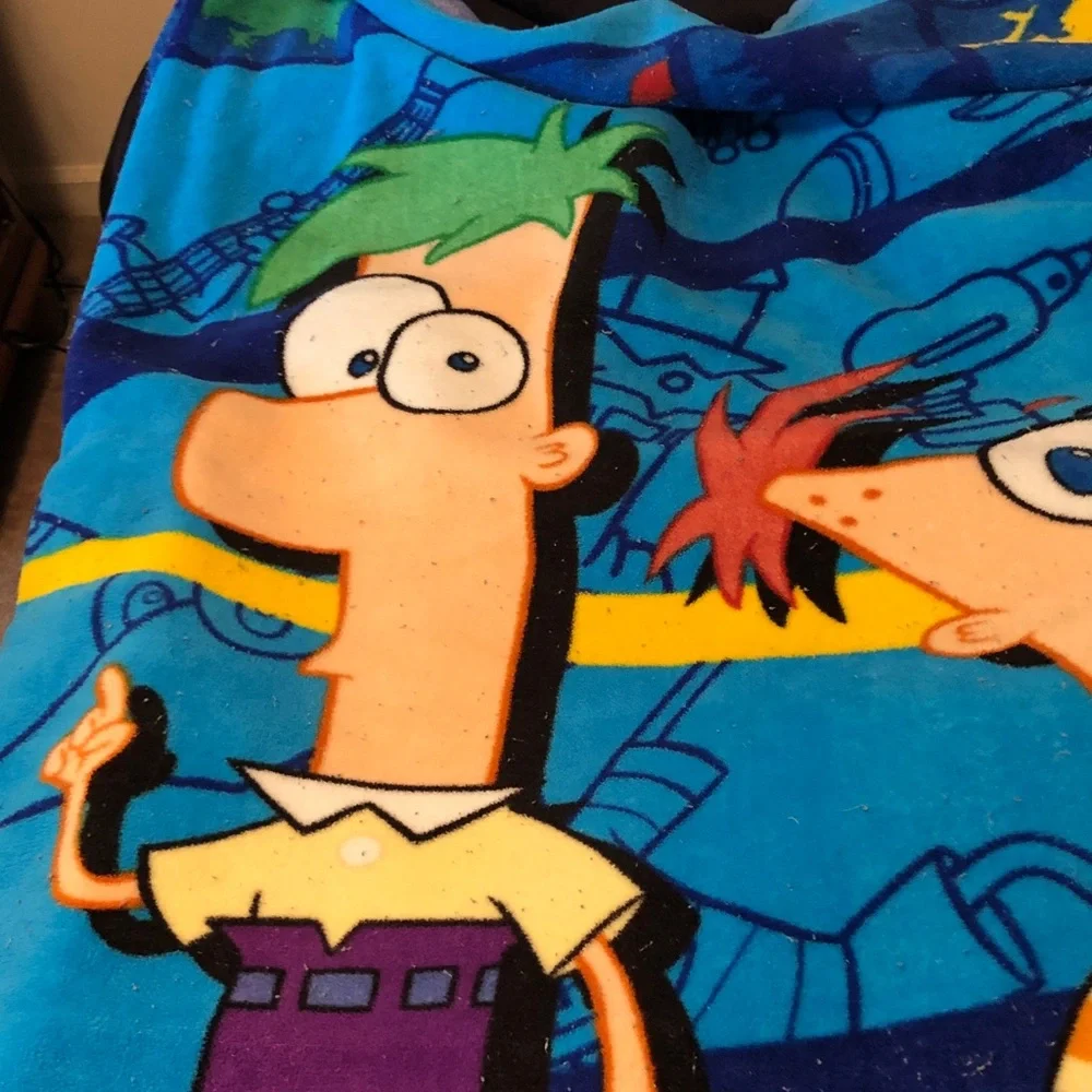 Phineas and Ferb Plush Throw Blanket - Bright Blue